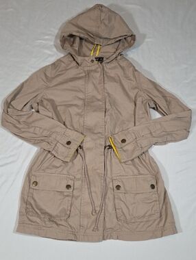 A.N.A. (a.n.a) lightweight utility jacket tan With Hood & Drawstring Waist Sz M